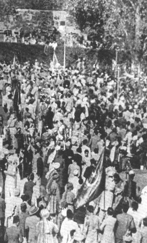 March 1940, Lahore. A view of the mammoth crowd demanding Pakistan and wherein the title of Quaid-i-Azam was conferred on M.A.Jinah