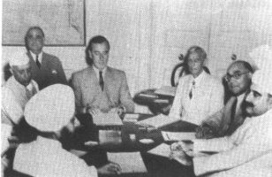 Quaid-i-Azam Lord Mountbatten and Leaders of Congress and Akali Dal during their meeting on June 2, 1947