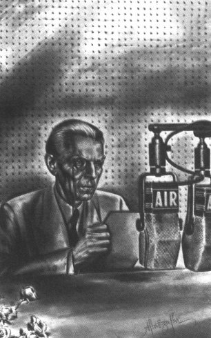 Quaid-i-Azam making the announcement on radio that Pakistan would come into being in August (June 3, 1947).
