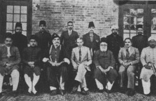 Quaid-i-Azam with Central MLAs and office bearers of Simla League, Maulana Shaukat ali is on his right.